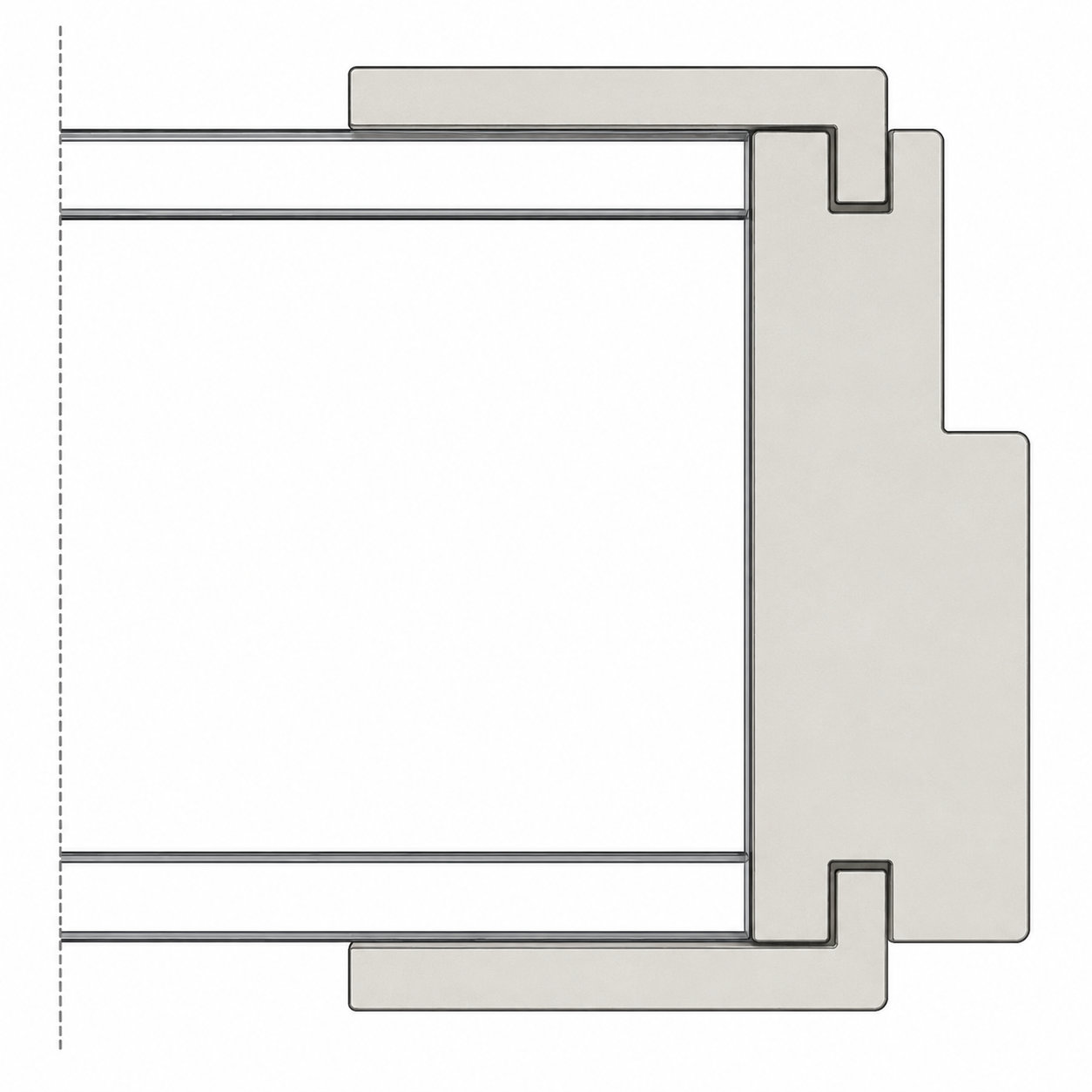 Sección del cerco, galce y tapajuntas de una puerta de interior
